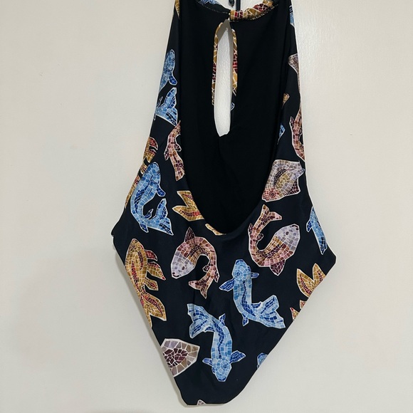 Chic Elena Makri Mykonos Black Multicolor Halter One-Piece Swimsuit - Picture 8 of 9